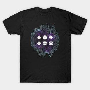 Neon Synthwave Polyhedral Dice Set Tabletop RPG T-Shirt